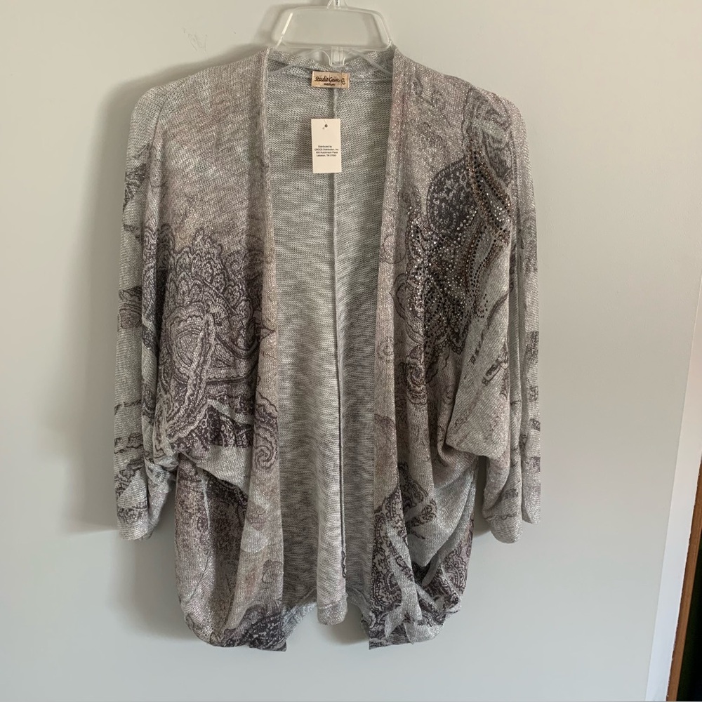 Studio Gem Women’s Gray Open Front Long Sleeve Cardigan Size M NWT